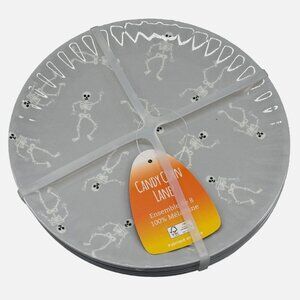 x8 Candy Corn Lane Halloween Skeleton Melamine Salad Snack Plate Set Gray 8" NEW